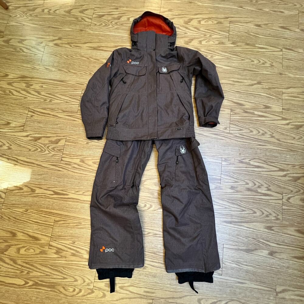 Spyder x POC women's 8 brown waterproof winter ski snowboard jacket and pants